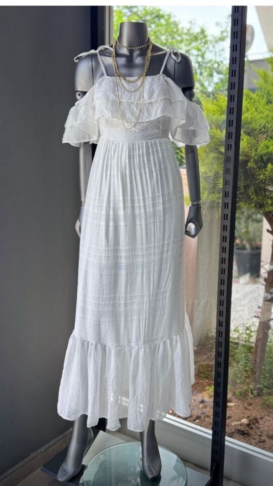 MASSİMO OMUZ FIRFIRLI ELBİSE