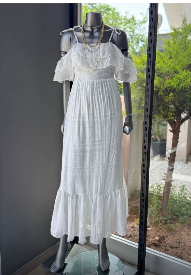 MASSİMO OMUZ FIRFIRLI ELBİSE