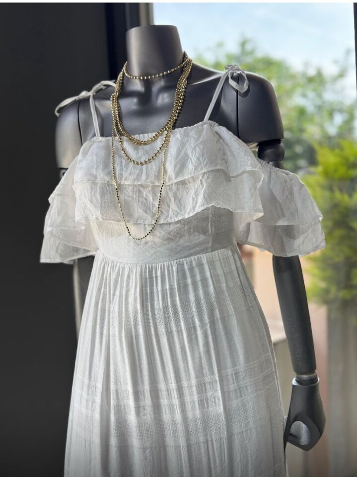 MASSİMO OMUZ FIRFIRLI ELBİSE