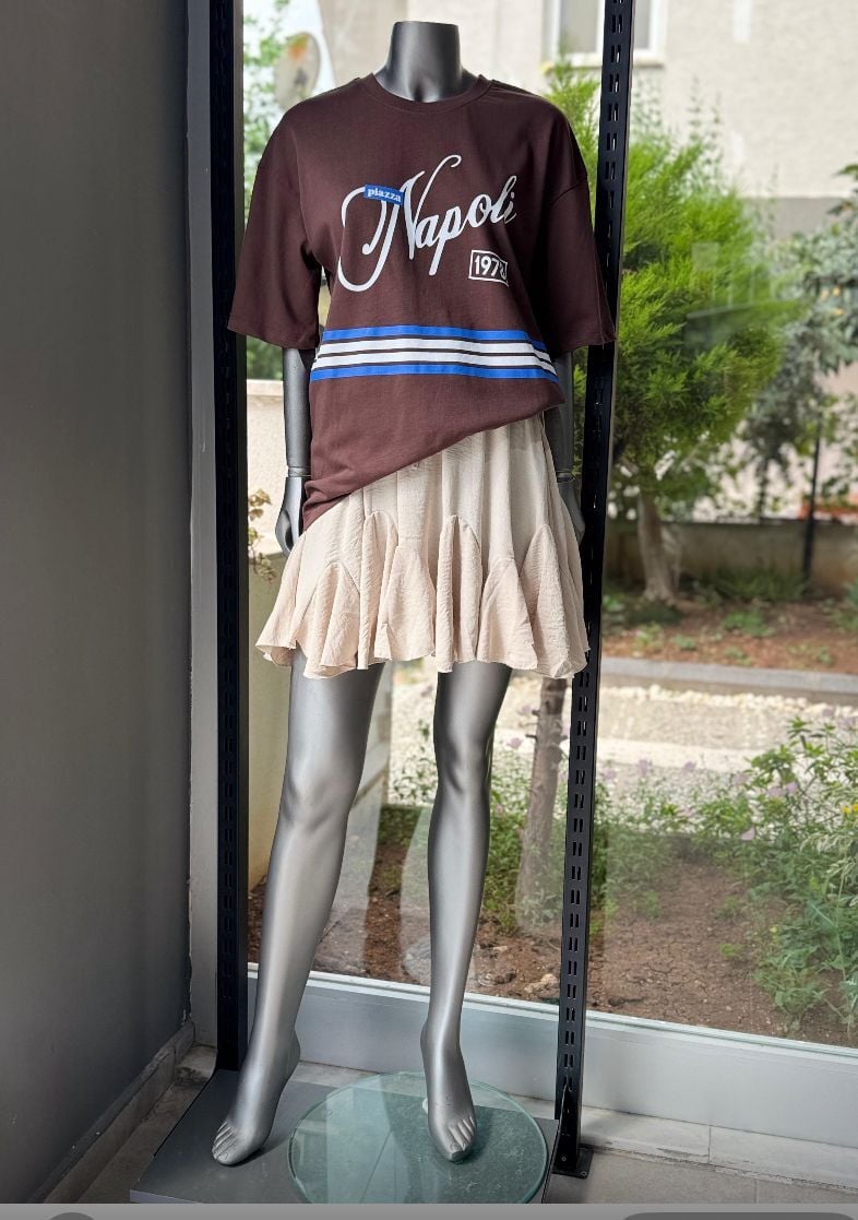 BEL LASTİK FIRFIRLI KISA ETEK