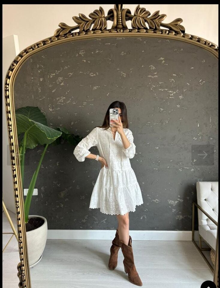 BEYAZ FİSTOLU ELBİSE