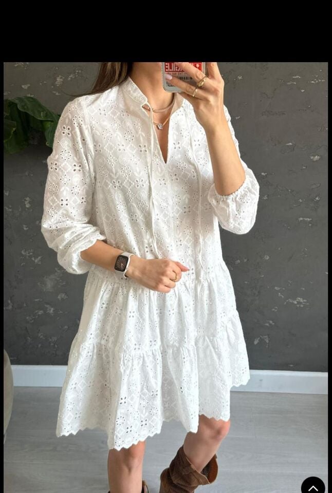 BEYAZ FİSTOLU ELBİSE