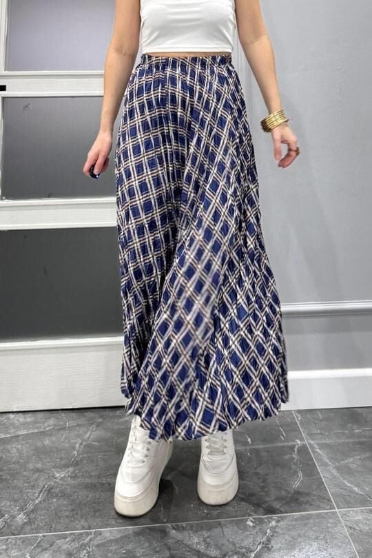 UZUN DESENLİ BEL LASTİK KRAŞ SATEN ETEK