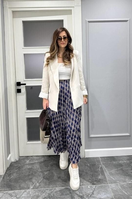 UZUN DESENLİ BEL LASTİK KRAŞ SATEN ETEK